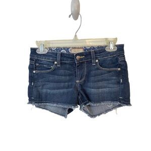 Paige Silver Lake Denim Fringe Hem Shorts Size 25